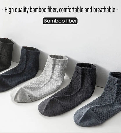 5pairs/Men's High Quality Bamboo Fiber Socks Men's Sweat Absorbent Breathable Medium Tube Socks Business Casual Large Size 38-45