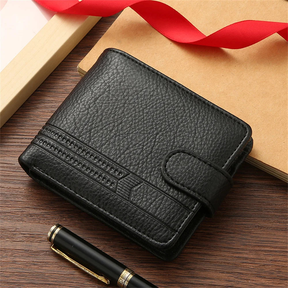 New Men Short Bifold PU Leather Male Hasp Wallet Credit ID Card Holder Men's Wallet Billfold Purse Clutch Men's Purses Money Bag