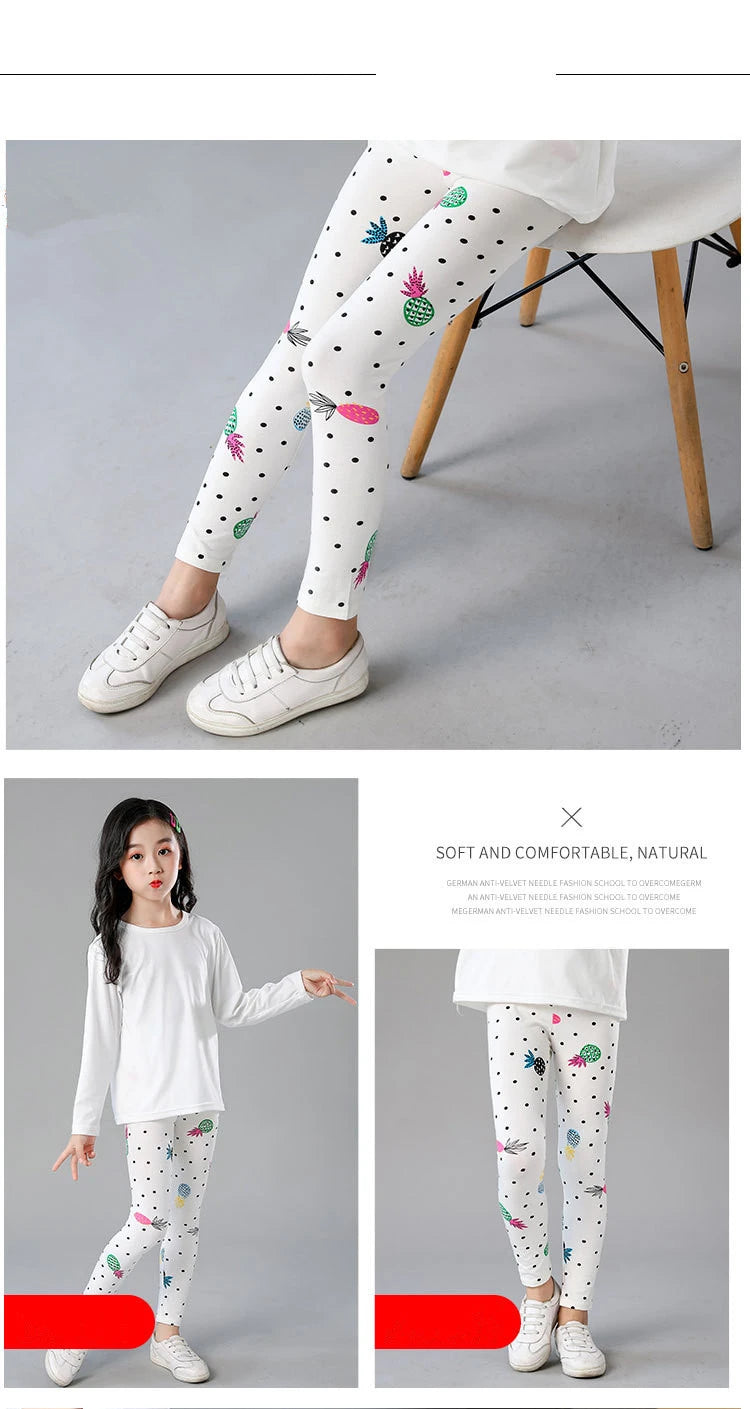 2 to 9 Years Girls Leggings Kids Outdoor Travel Clothes Pencil Pants Long Casual Floral Slim Leggings Teenage Children Trousers