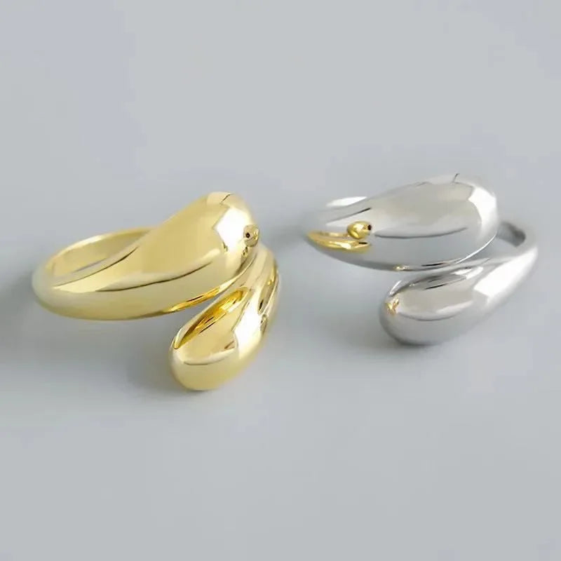 Gold Silver Color High-quality Smooth Geometric Irregular Hollow Opening Rings For Women Fashion Birthday Party Jewelry