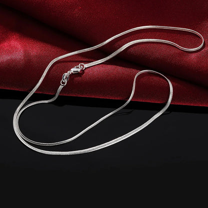 korean fashion 2MM Flat snake bone chain 925 Stamped Silver Necklace for Women Men 16-30 Inches party wedding Jewelry  gifts