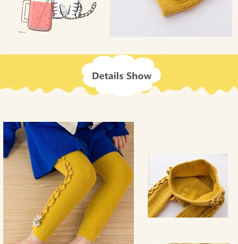 Spring Autumn Fungus Leggings For Girls Candy Color Girls Leggins Elastic Children Pants Baby Ribbed Leggings Clothing