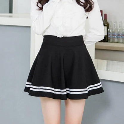 Skirt Solid Color School Skirt High Waist Fashion Pleated Women Stripe A Line Mini School Skirt