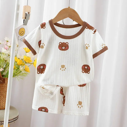 2024 summer new children's clothes kids short sleeve shorts set boys and girls baby t-shirts boys and girls cotton wholesale