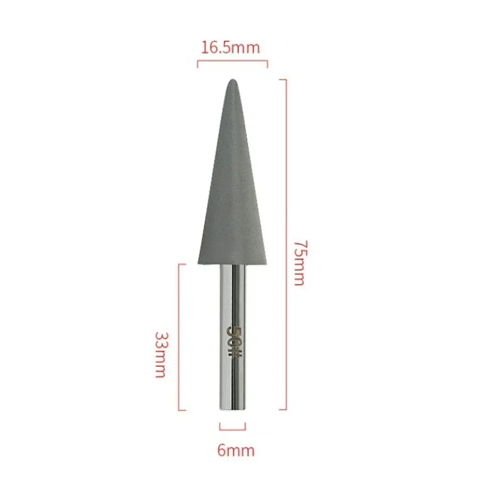 1pc Resin Diamond Grinding Head Conical Cone Burring Bit 6mm Shank Polishing Head 50-150 Grit For Stone Carving Rotary Tool