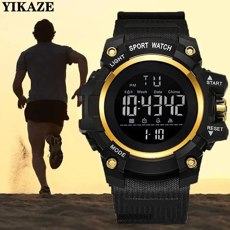 YIKAZE Men's Military Digital Watch Outdoor Men Sports Watch Waterproof Luminous Chronograph Clock Student Electronic Wristwatch