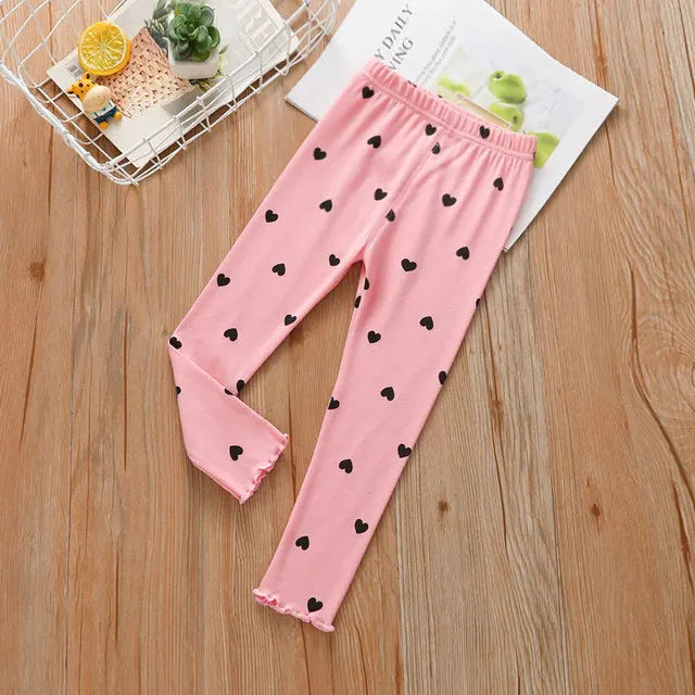 V-TREE Girls Leggings Skinny Print Dot Trousers Kids Slim Stretch Pants Cotton Pattern Spring And Autumn Children's Clothing