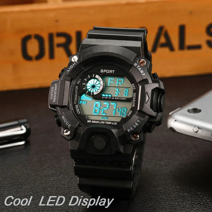 YIKAZE Men's Military Digital Watch Outdoor Men Sports Watch Waterproof Luminous Chronograph Clock Student Electronic Wristwatch