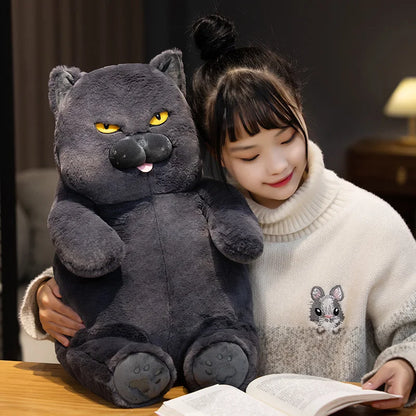 Fat Cat Plush Stuffed Animals Toy Lifelike Black Cat Toy for Boys and Girls Xmas Birthday Gift