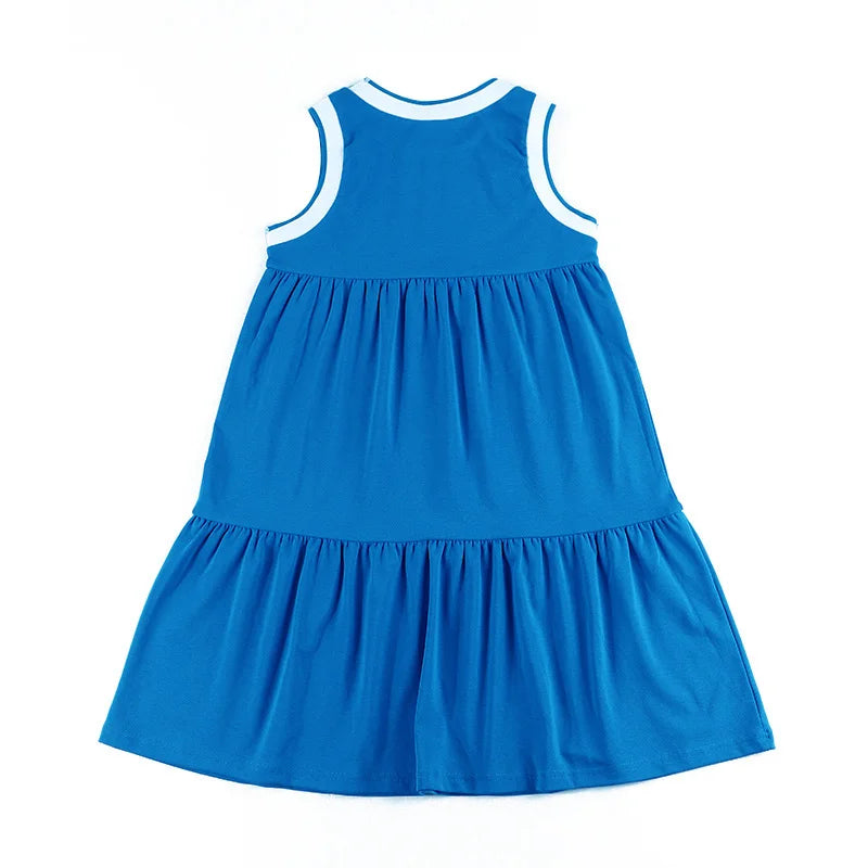 Summer/spring family set royal blue family set boy and girl dress/skirt/t-shirt/baby set stripes edge thin ribbed material