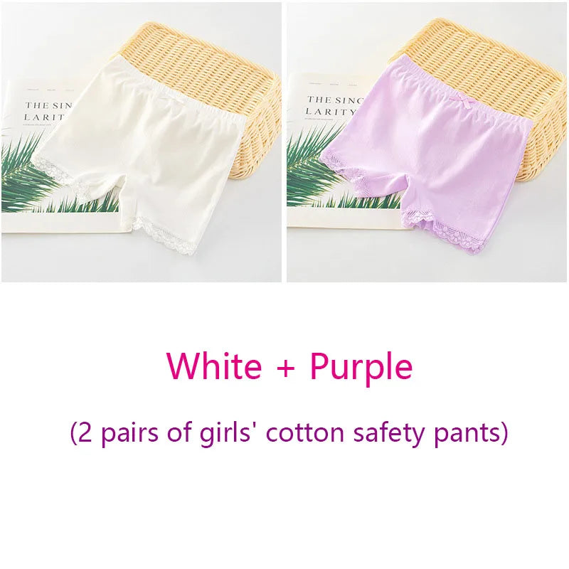 Girls Safety Panties Kids Cotton Children Underwear Children's Briefs Cartoon Beach Short Solid color For 2-11 Years Old 2pcs