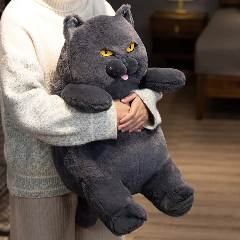 Fat Cat Plush Stuffed Animals Toy Lifelike Black Cat Toy for Boys and Girls Xmas Birthday Gift