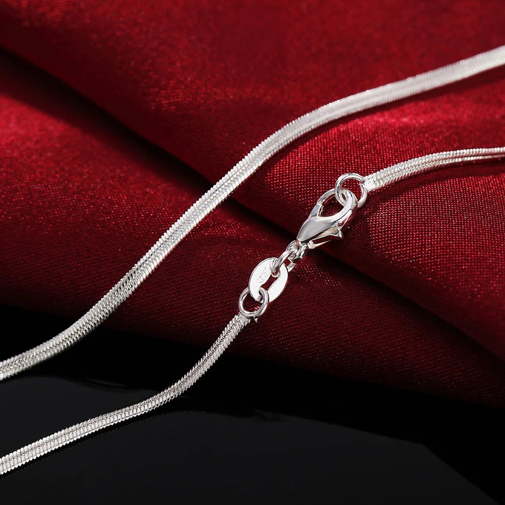 korean fashion 2MM Flat snake bone chain 925 Stamped Silver Necklace for Women Men 16-30 Inches party wedding Jewelry  gifts