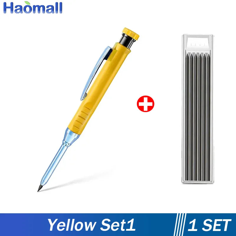 Metal Solid Carpenter Pencil Set For Deep Hole Marker With Refill Leads Marking Tool Woodworking Deep Hole Mechanical Pencils