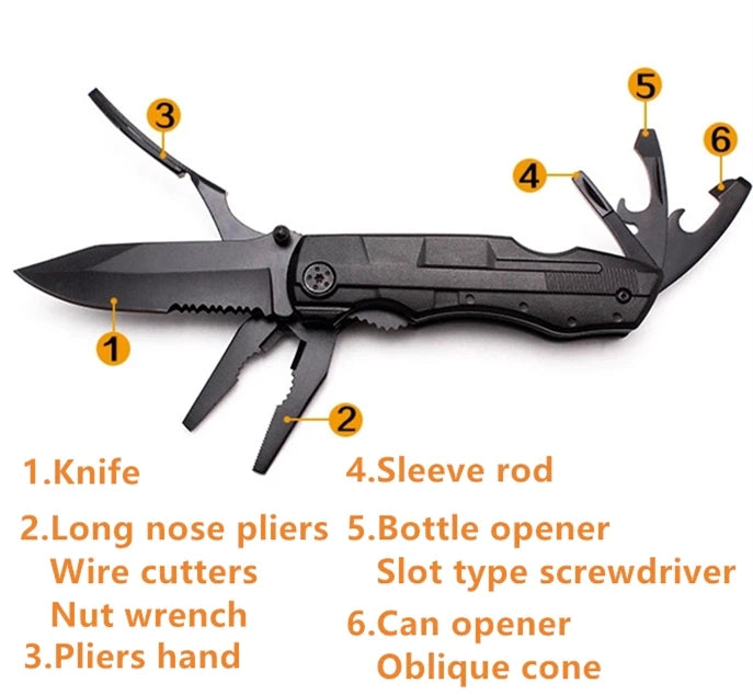 Multifunctional Pliers Emergency Survival Folding Knife Pliers Wrench Tool Outdoor Home Compact Portable Knife Plier