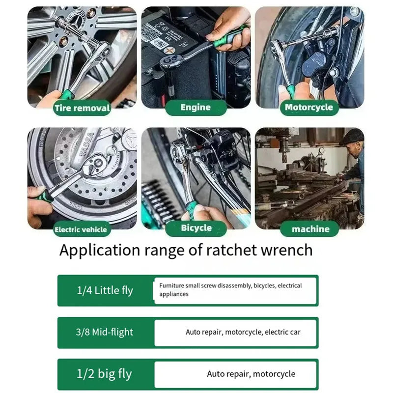 72 Tooth 12/29/21 Piece Ratchet Wrench Socket Set 1/4 "-3/8"Metric Set Automotive Maintenance and Household Tools Set