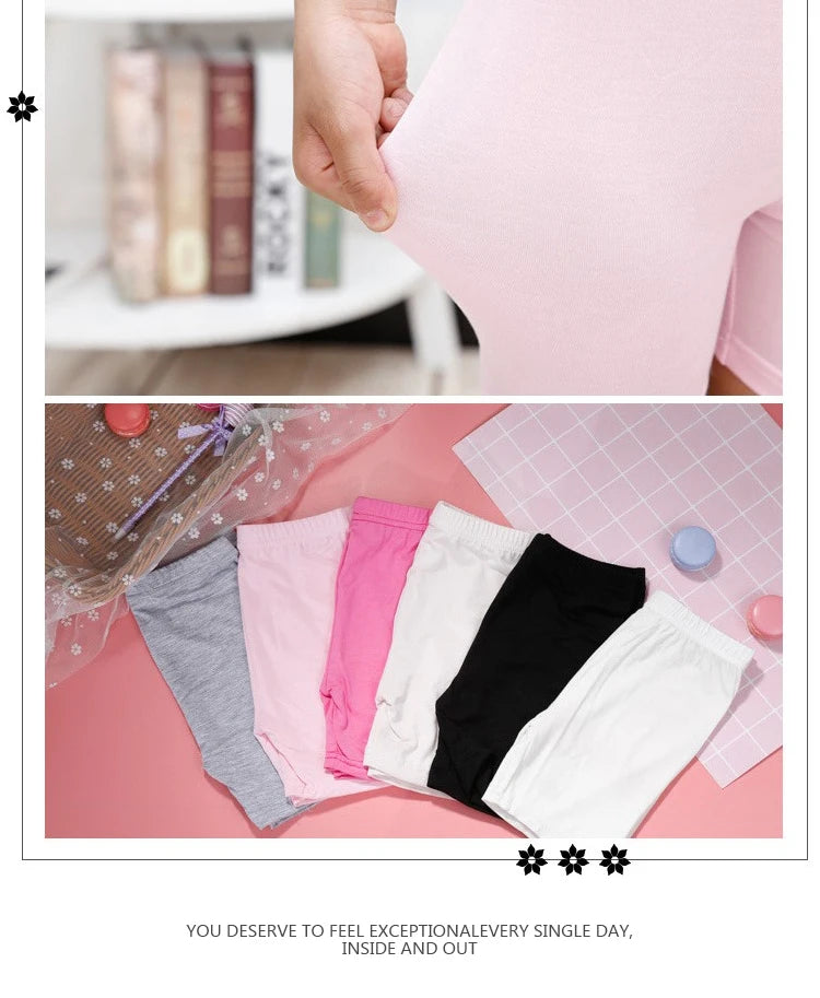 4pcs Girls Safety Pants Modal Dance Leggings Shorts 2024 Soft Candy Color Panties Girls Underwear Short tights Aged 3-12 Years