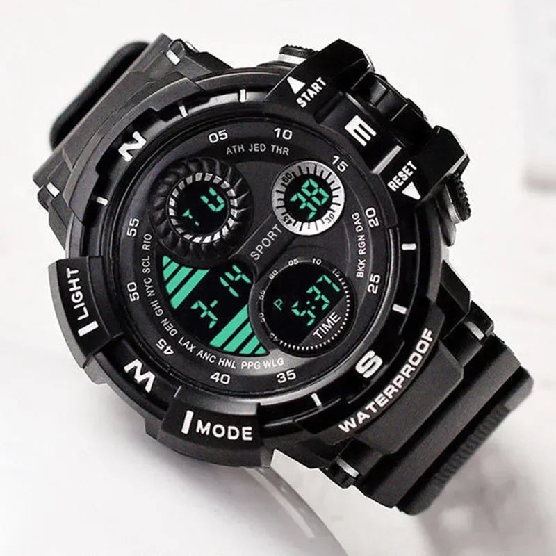 YIKAZE Men's Military Digital Watch Outdoor Men Sports Watch Waterproof Luminous Chronograph Clock Student Electronic Wristwatch