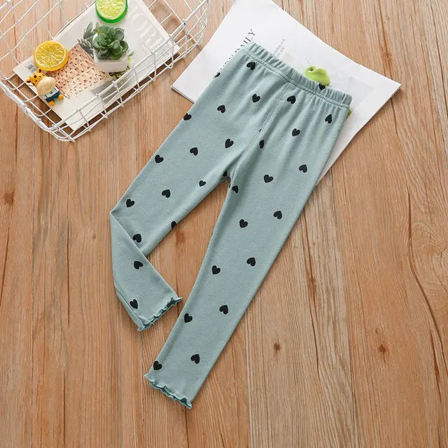 V-TREE Girls Leggings Skinny Print Dot Trousers Kids Slim Stretch Pants Cotton Pattern Spring And Autumn Children's Clothing