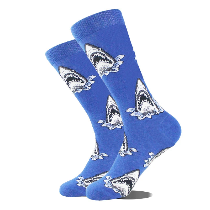 Cotton Happy Funny Socks Men Alien Planet Shark Crazy Design Sokken Unisex Novelty Dinosaur Crew Skateboard Calcetines Hombre