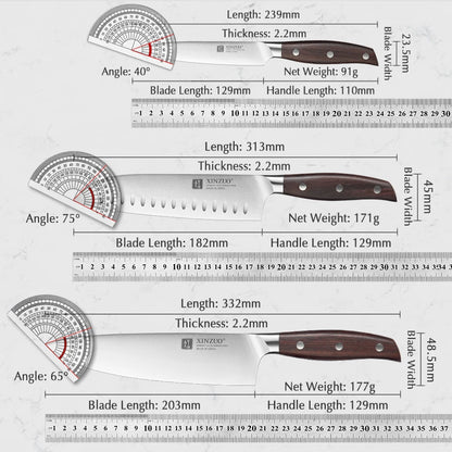 XINZUO High Quality 3.5+5+8+8+8"  Paring Utility Cleaver Chef Knife Germany 1.4116 Stainless Steel 1PCS 5PCS Kitchen Knife Sets