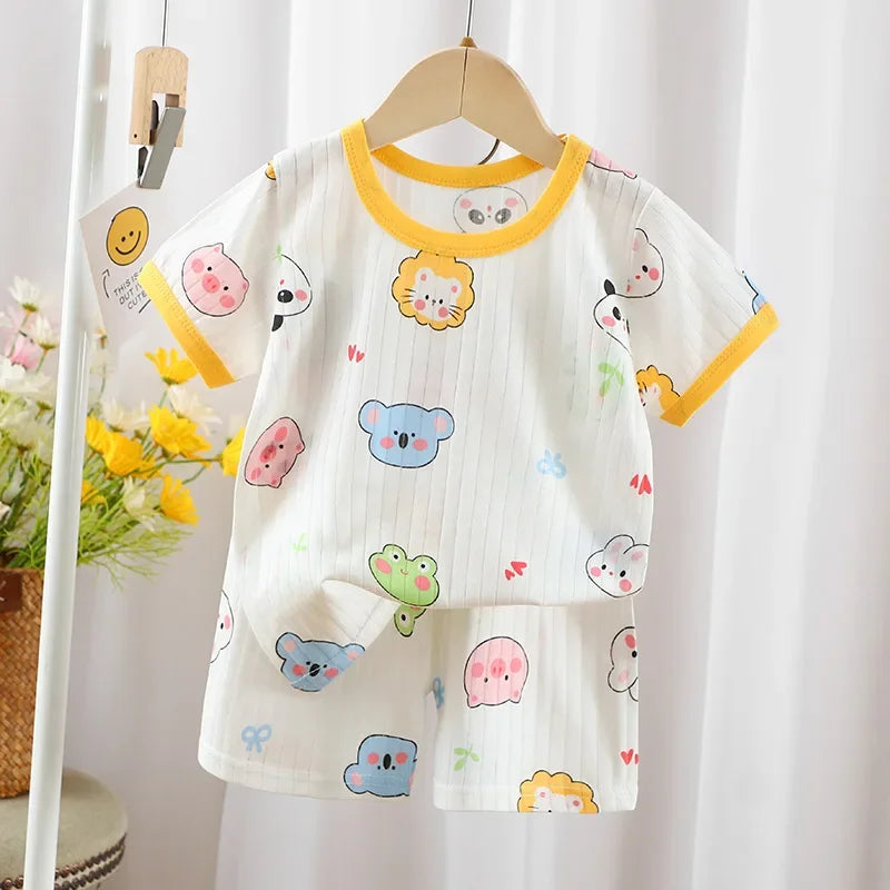 2024 summer new children's clothes kids short sleeve shorts set boys and girls baby t-shirts boys and girls cotton wholesale