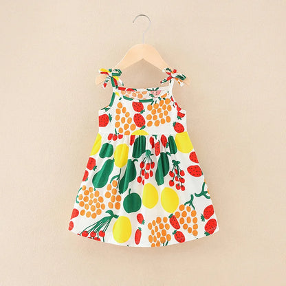 Summer Cute Girls Dress kids Girl Clothes Sleeveless Suspender Children's Clothing Princess Print Cotton Casual Dresses