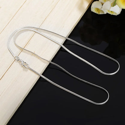 korean fashion 2MM Flat snake bone chain 925 Stamped Silver Necklace for Women Men 16-30 Inches party wedding Jewelry  gifts