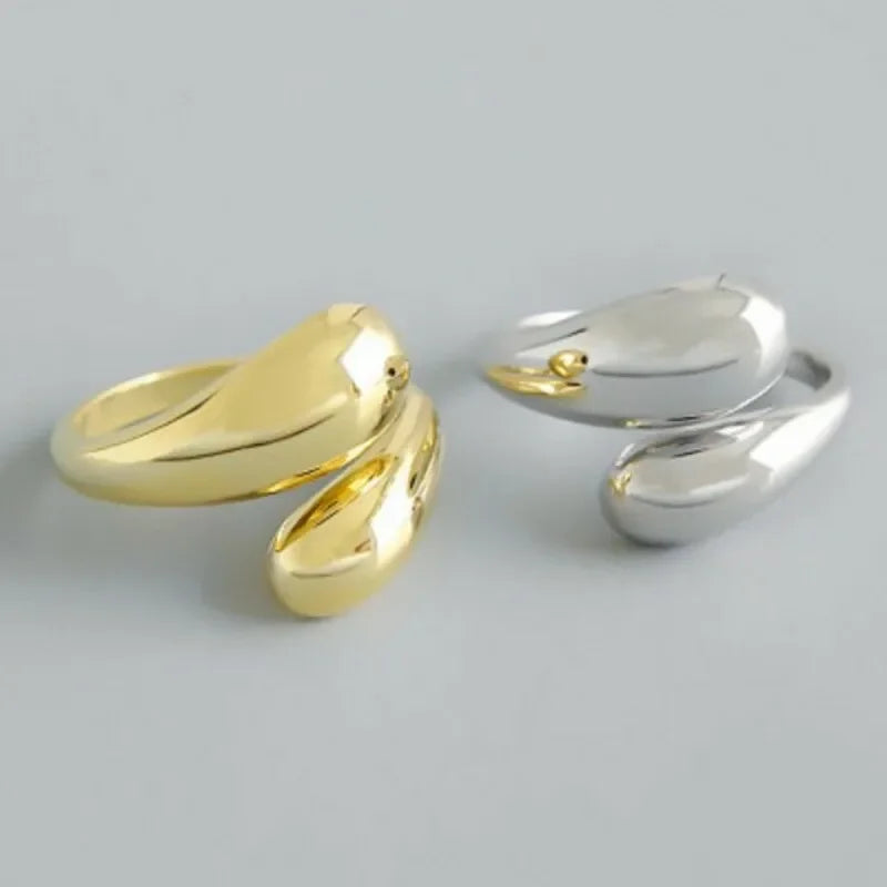 Gold Silver Color High-quality Smooth Geometric Irregular Hollow Opening Rings For Women Fashion Birthday Party Jewelry