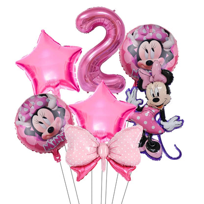 Minnie Mouse Birthday Party Decorations Tableware Set Birthday Decorations Full Set Pink Balloons Banner Candy Box Kids Favors