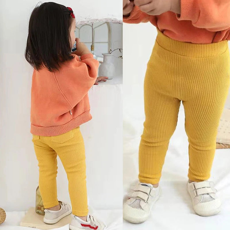 Candy Color Girls Pants New Spring Autumn Long High Waist Trousers for Kids Baby Girls Boy Cotton Soft Leggings Sweatpant Child