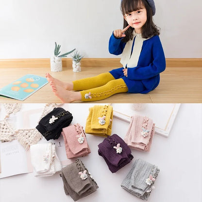 Spring Autumn Fungus Leggings For Girls Candy Color Girls Leggins Elastic Children Pants Baby Ribbed Leggings Clothing