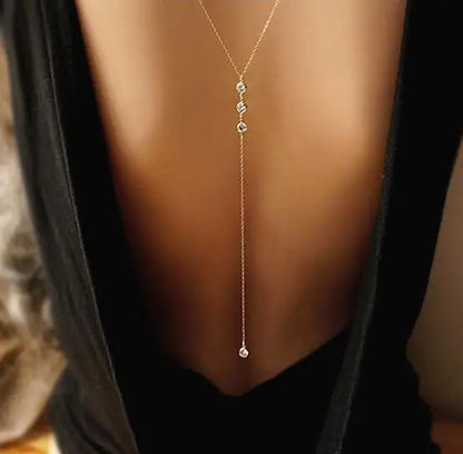 Creative Fashion Zircon Back Necklace For Women Jewelry 2025 Trending New Women's Backless Clothing Necklaces Accessories Colar