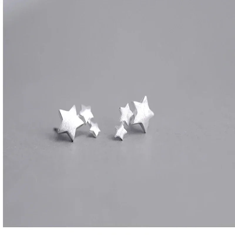 Silver Color Star Stud Earrings Women Girl Gift Fashion Cute Banquet Asymmetry Jewelry Dropshipping Wholesale