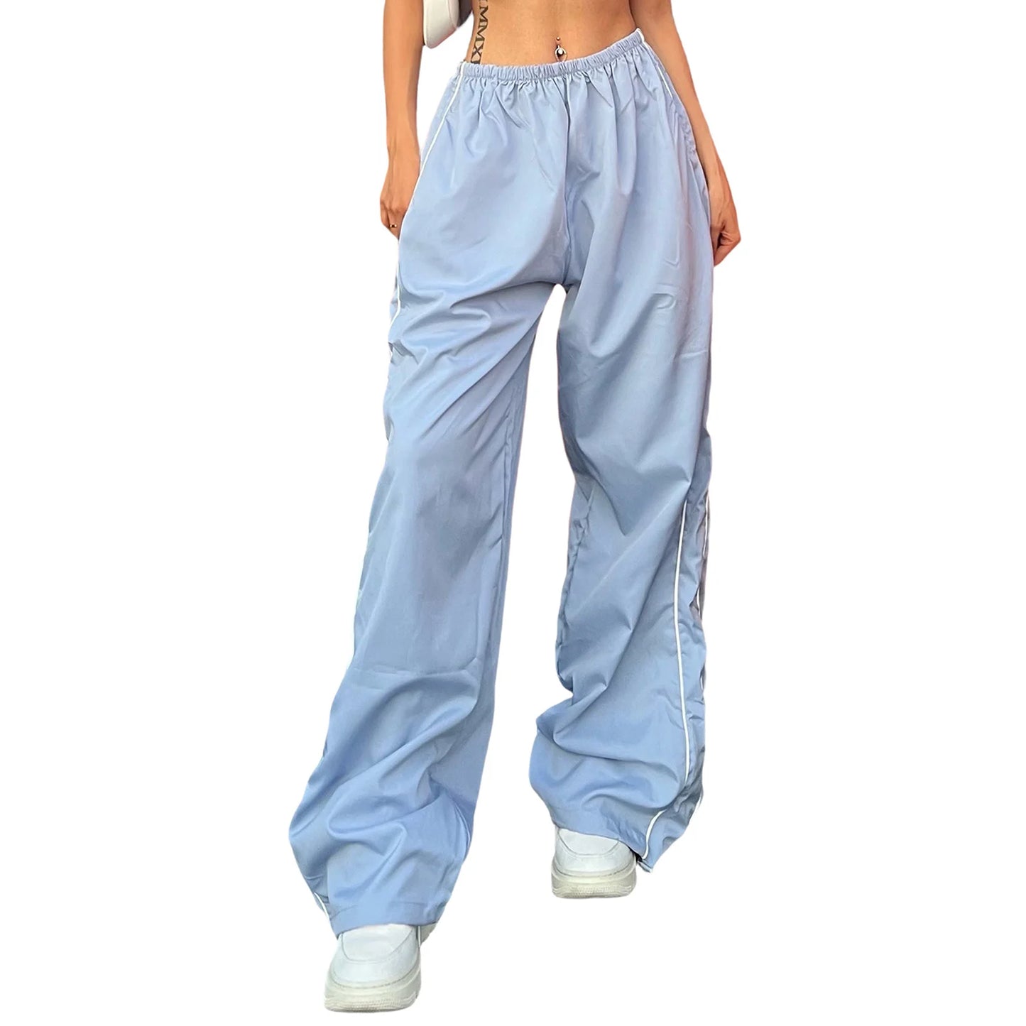 Harajuku Women's Baggy Pants Solid Color Cargo Pants Low Rise Casual Track Pants Teen Girls Wide Leg Cargo Pant Streetwear