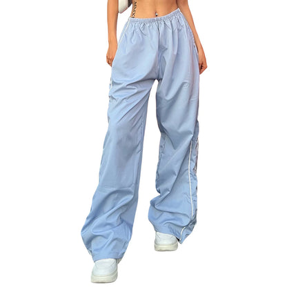 Harajuku Women's Baggy Pants Solid Color Cargo Pants Low Rise Casual Track Pants Teen Girls Wide Leg Cargo Pant Streetwear