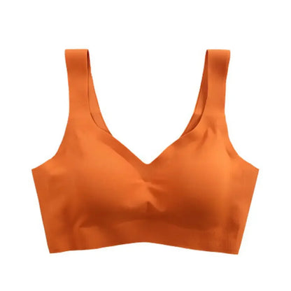 Women Seamless Ice Silk Bra Breathable Push Up Yoga Vest Bras Removable Chest Pad Lifting Bralette Underwear No Steel Ring