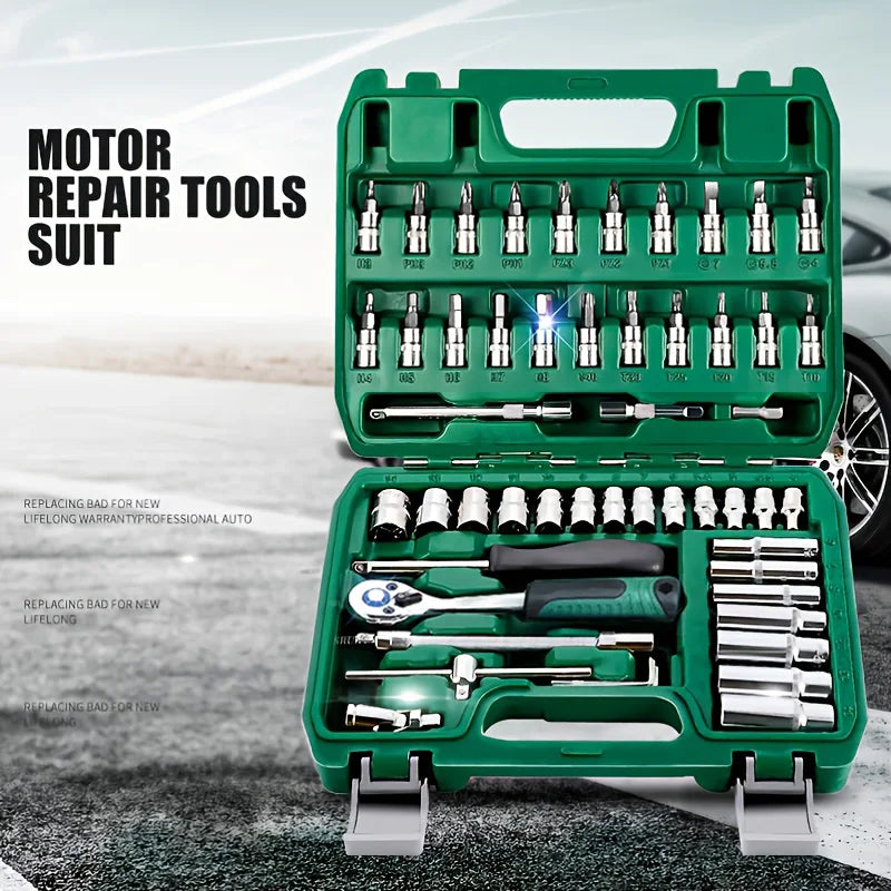 AIRAJ NEW Car Repair Tool Kit 46/53 Piece/Set  Socket Set Car Repair Tool Ratchet Torque Wrench Combo Auto Repairing Tool Set