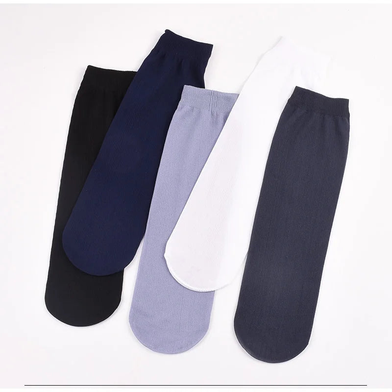 Men Ice Silk Socks Summer Spring Ultra-thin Socks Solid Business Socks Breathable Soft Socks Ankle Bamboo Fiber Socks