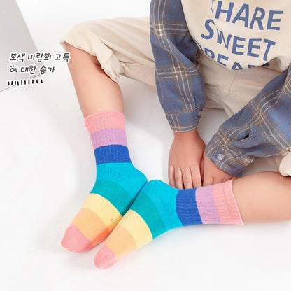 1/5/10/20 pairs/lot Girls Kids Socks Rainbow Striped Cute Children Ankle Short Breathable Cotton Fashion Toddler Sock