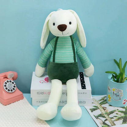 40cm Color Candy Rabbit Plush Toy Long Ears Bunny Cute Suspender Model Pendant Doll For Children's Birthday Christmas Gift