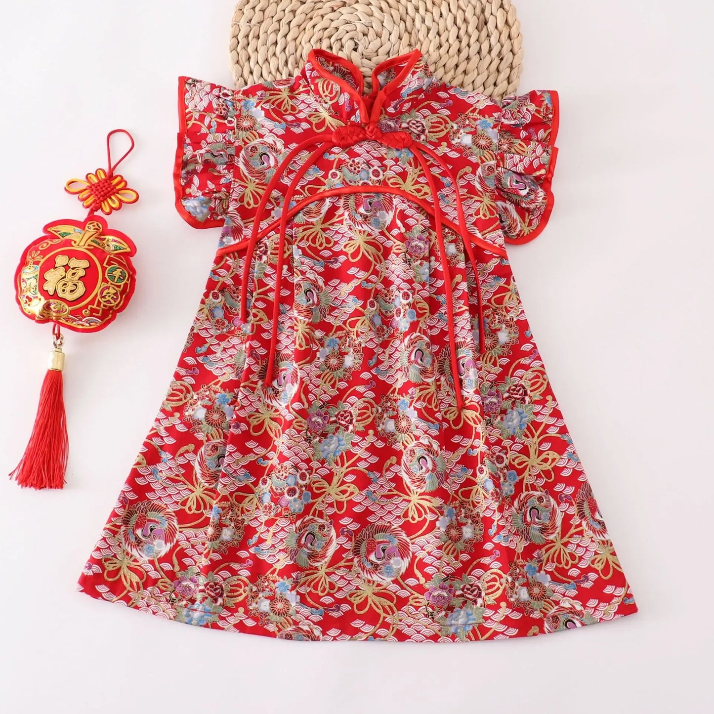 Fashion Red Girls Dresses Casual Perform Outfit Baby Qipao Chinese Dress Summer Kids Cheongsams Costume Vestido Girl Clothes