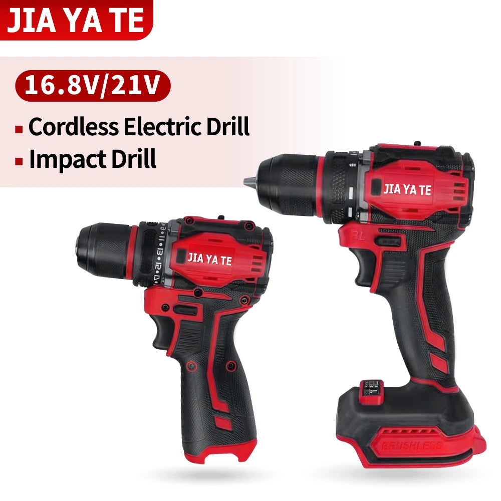 110V/220V 16.8V 21V Brushless Cordless Drill Rechargeable Electric Screwdriver Impact 80NM 2 Gear Speed Tool For Makita Battery