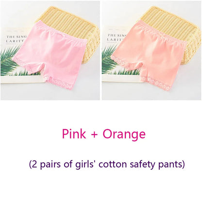 Girls Safety Panties Kids Cotton Children Underwear Children's Briefs Cartoon Beach Short Solid color For 2-11 Years Old 2pcs