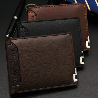 Fashion Men's	Wallet PU Leather Short Card Holder Purse for Men Luxury Designer Billfold Male Portable Small Cardholder Wallets