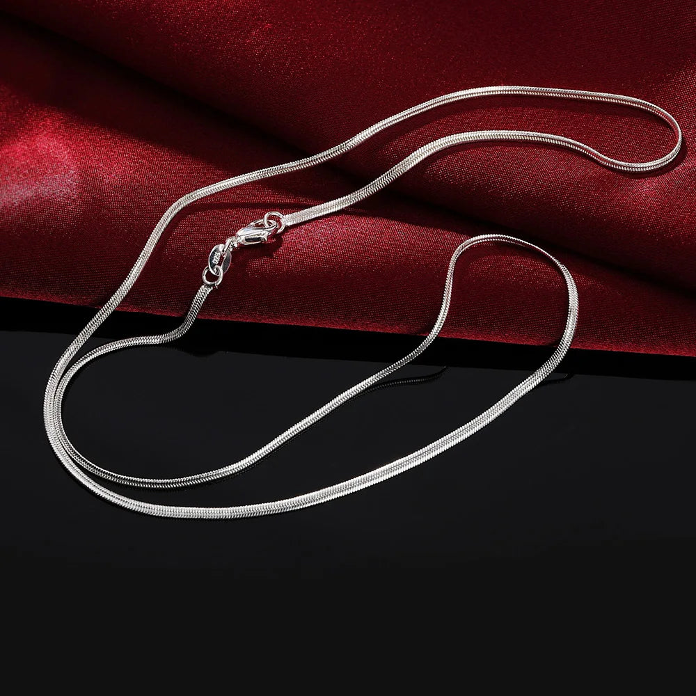 korean fashion 2MM Flat snake bone chain 925 Stamped Silver Necklace for Women Men 16-30 Inches party wedding Jewelry  gifts