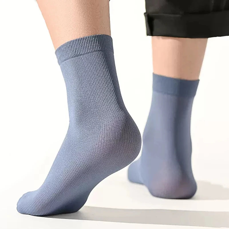 Men Ice Silk Socks Summer Spring Ultra-thin Socks Solid Business Socks Breathable Soft Socks Ankle Bamboo Fiber Socks