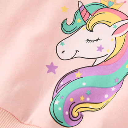 2023 New Unicorn Princess Dress Children's Spring & Autumn Season Dress Girls' Birthday Party Dress Halloween Christmas Dress