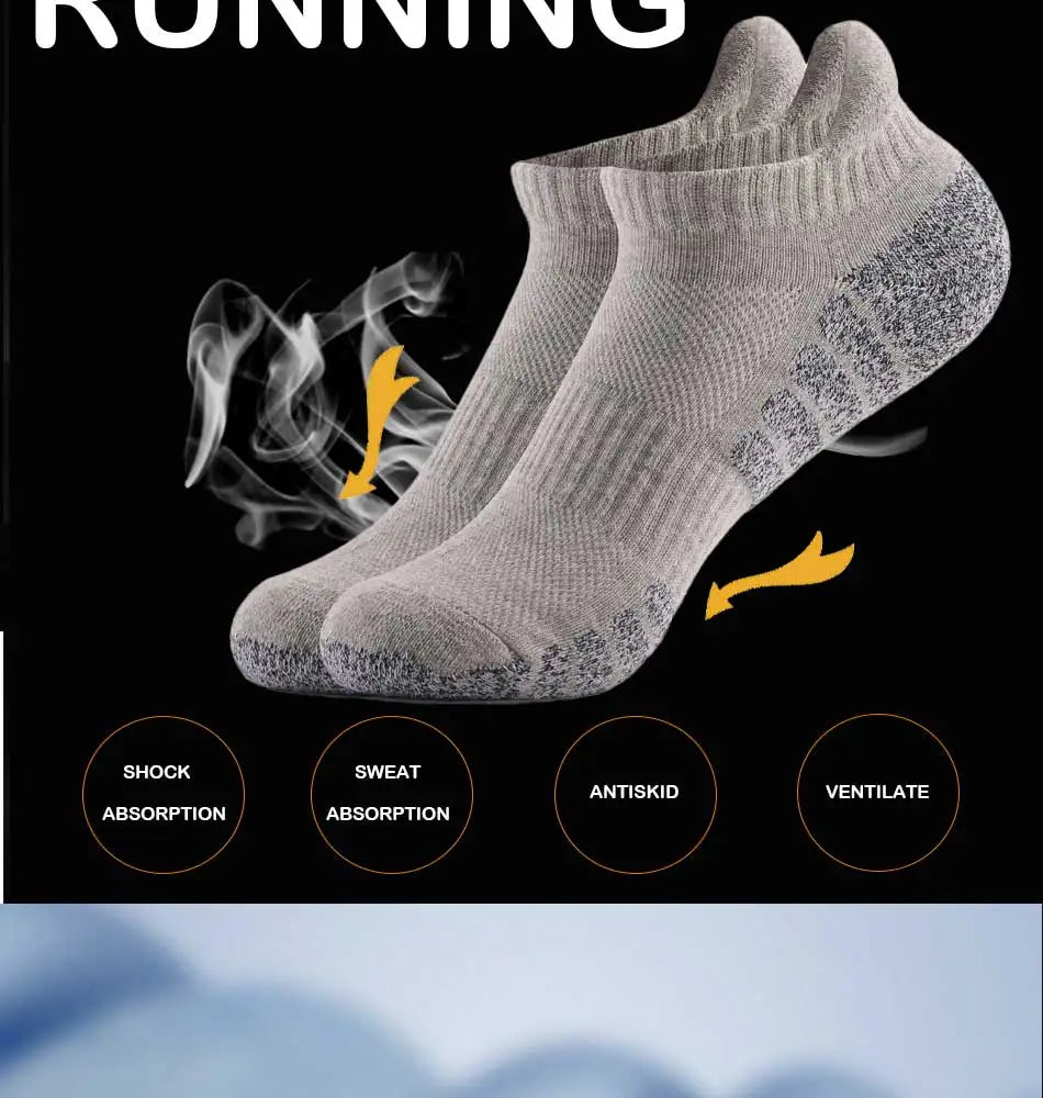 3pairs thickened towel bottom running socks mesh boat socks non-slip breathable sports socks Low cut Men's socks Women's socks