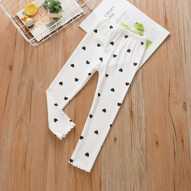 V-TREE Girls Leggings Skinny Print Dot Trousers Kids Slim Stretch Pants Cotton Pattern Spring And Autumn Children's Clothing